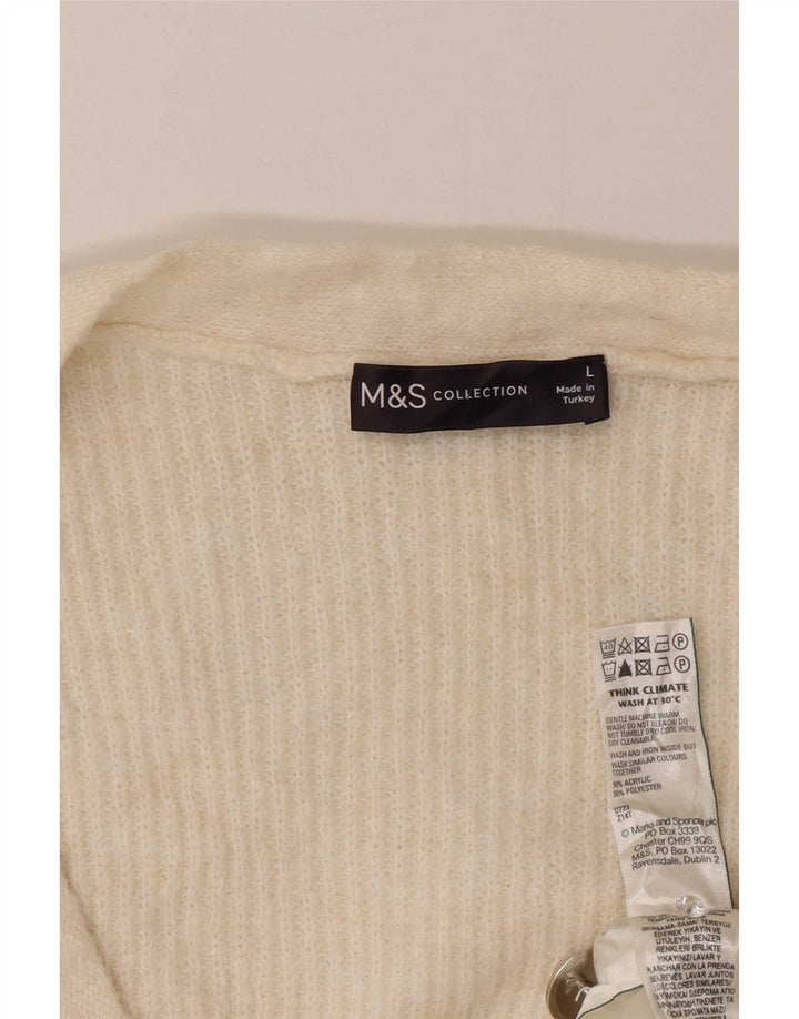 Maglione cardigan oversize da donna Marks & Spencer UK 16 grande bianco sporco