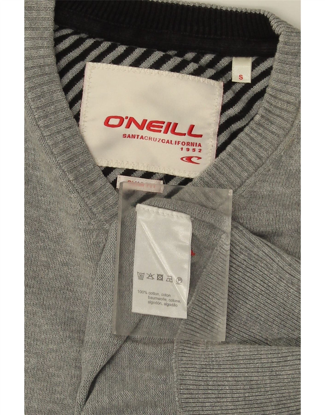 Maglione da uomo con scollo a V O'Neill piccolo in cotone grigio