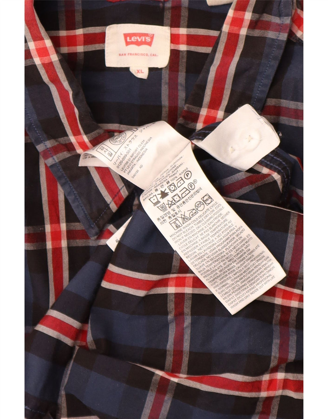 Camicia LEVI'S da uomo XL in cotone a quadri blu navy