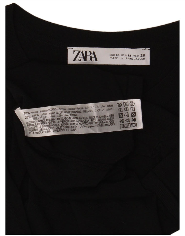 T-shirt Zara da donna Top UK 12 media viscosa nera