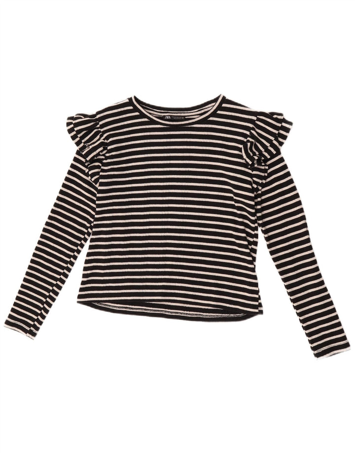 Top corto da donna Zara a maniche lunghe UK 12 medio nero a righe