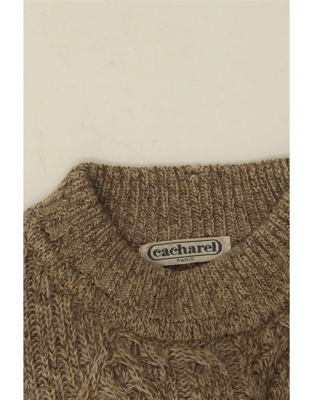 Maglione maglione girocollo da uomo Cacharel grande beige Fair Isle