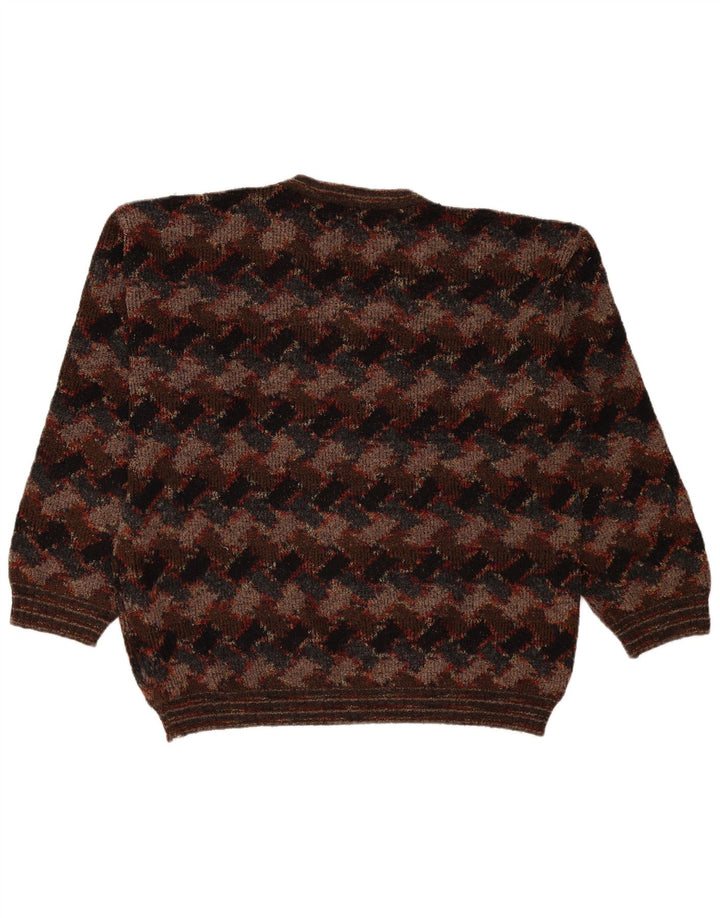 Maglione da uomo con scollo a V West Port, grande, marrone geometrico