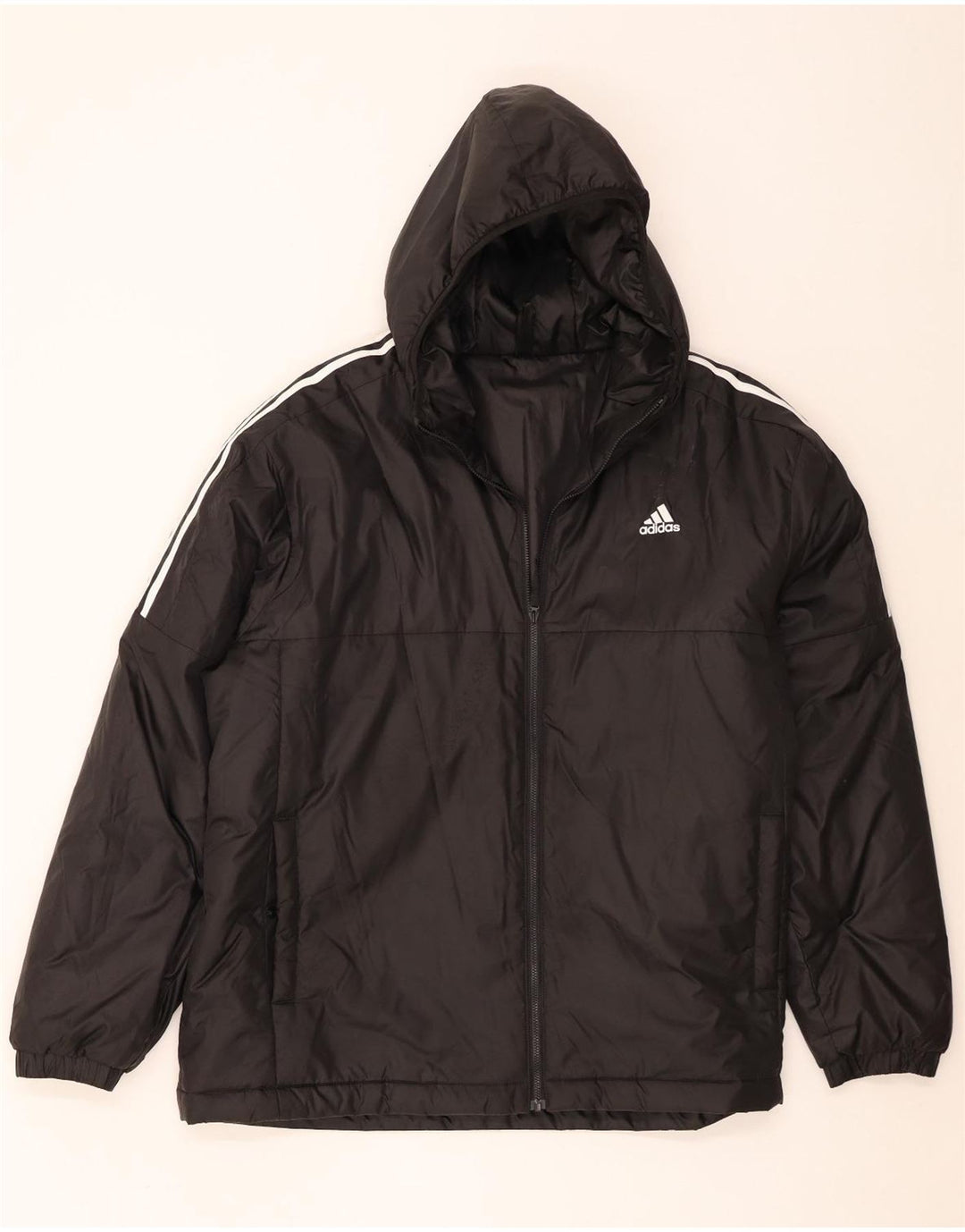 Giacca a vento con cappuccio da uomo Adidas UK 44 2XL poliestere nero