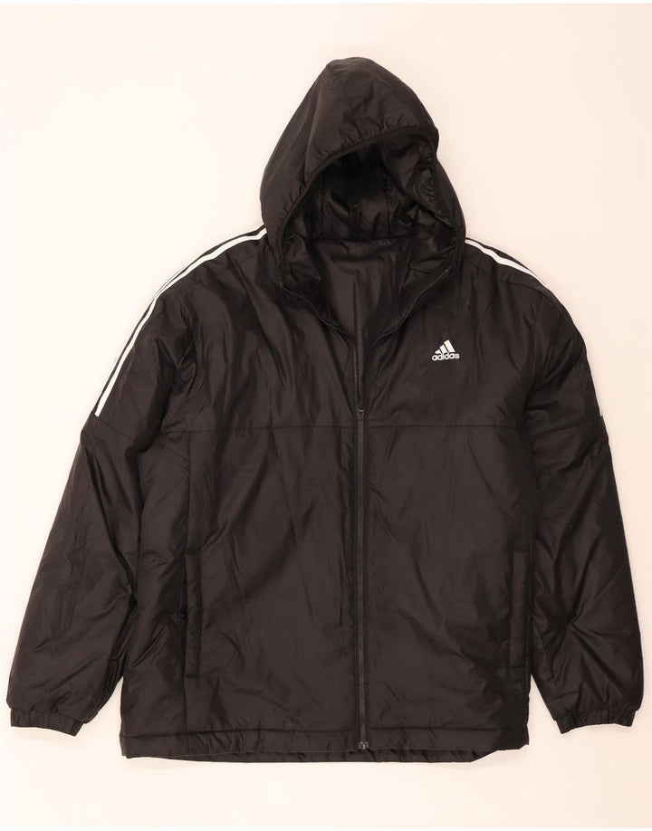 Giacca a vento con cappuccio da uomo Adidas UK 44 2XL poliestere nero
