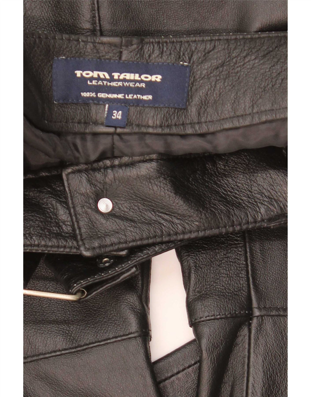 Pantaloni in pelle bootcut da donna Tom Tailor EU 34 XS W28 L32 Pelle nera