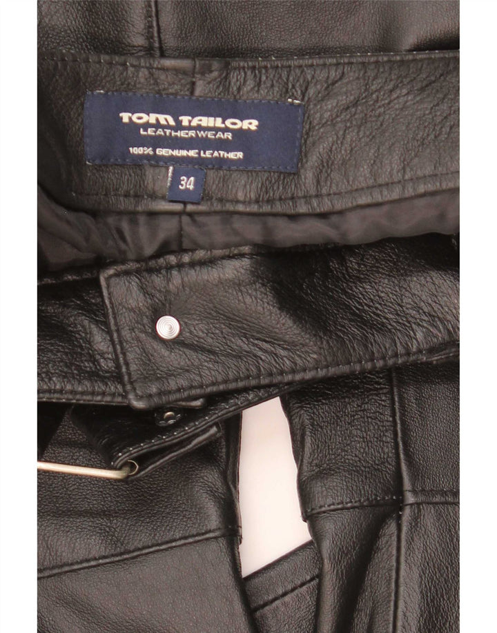 Pantaloni in pelle bootcut da donna Tom Tailor EU 34 XS W28 L32 Pelle nera