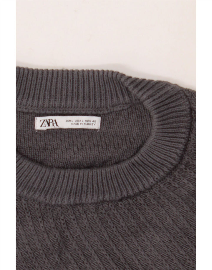 Maglione ZARA da uomo a vestibilità ampia, girocollo, grande grigio