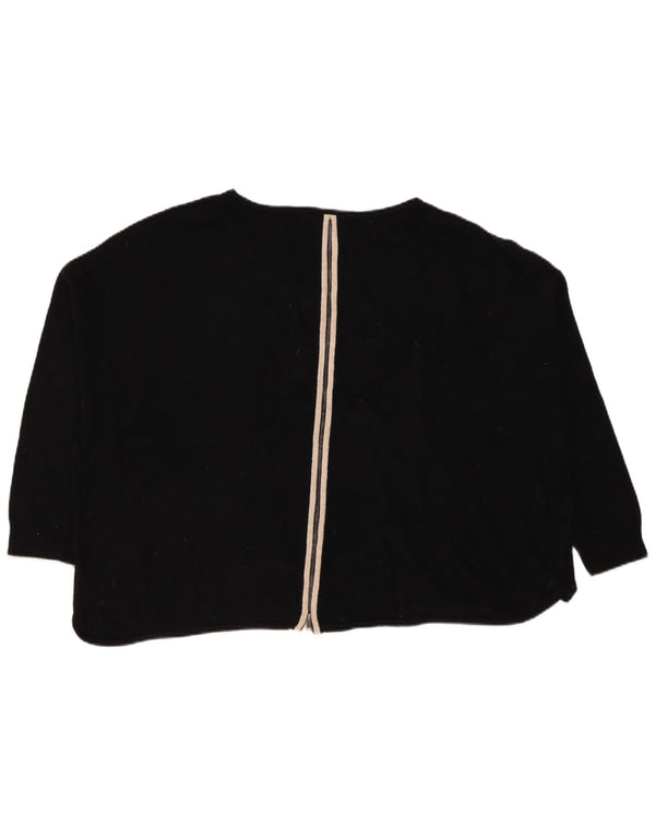MINT VELVET Maglione da donna con scollo a barca con grafica UK 16 Large Nero