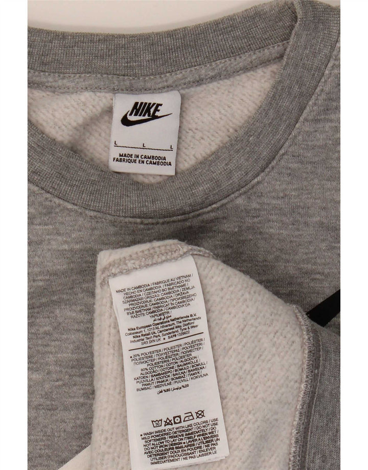 Felpa grafica Nike da uomo, maglione grande, cotone grigio