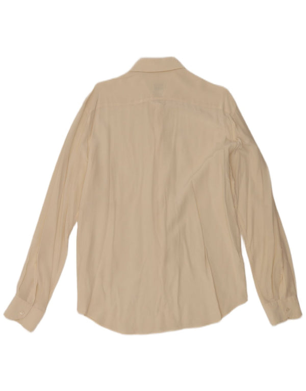 Camicia da uomo Epsom in seta bianco sporco medio
