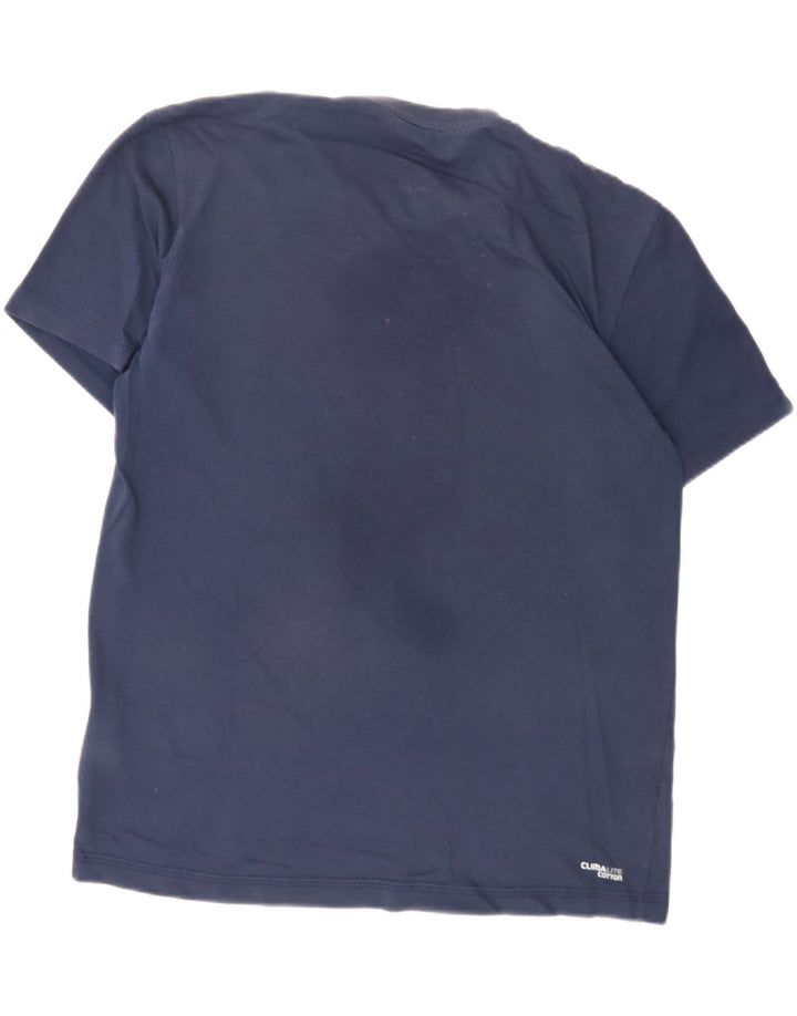 ADIDAS Mens Climalite Graphic T-Shirt Top Medium Navy Blue Cotton Vintage Adidas and Second-Hand Adidas from Messina Hembry 