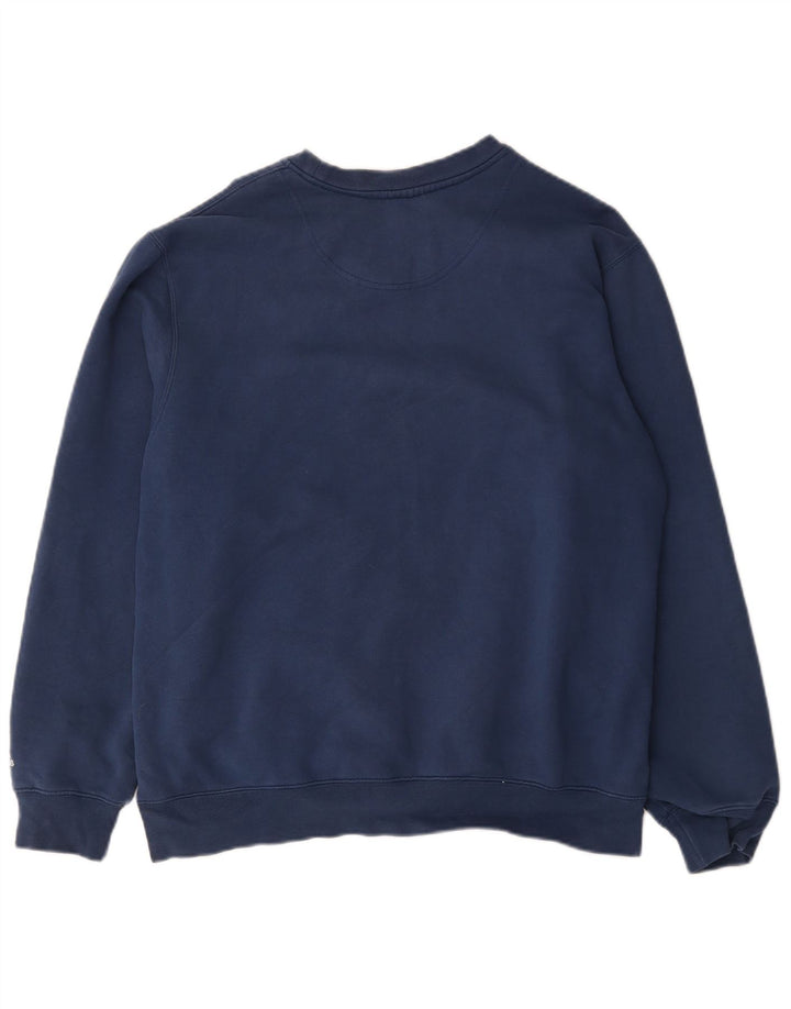 Felpa grafica da uomo Adidas Maglione grande in cotone blu navy