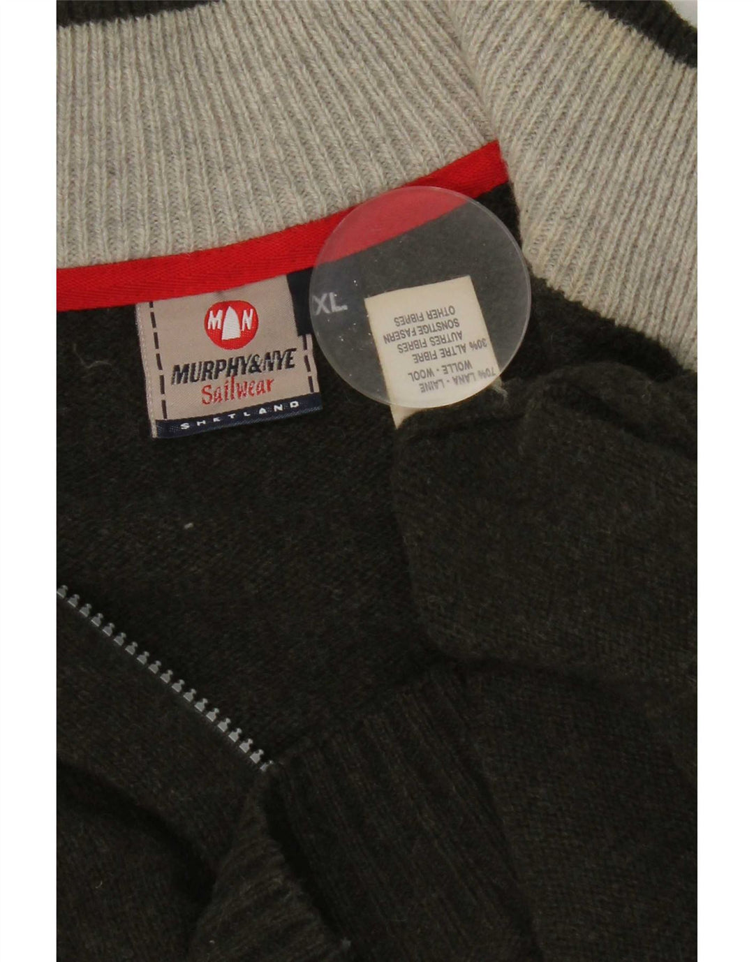 Maglione da uomo con zip e collo Murphy & Nye XL in lana verde