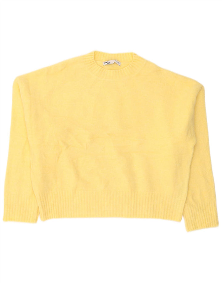 Maglione girocollo oversize corto da donna Zara UK 10 piccolo giallo