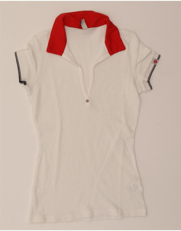 COLMAR Womens Polo Shirt UK 14 Large White Cotton Vintage Colmar and Second-Hand Colmar from Messina Hembry 