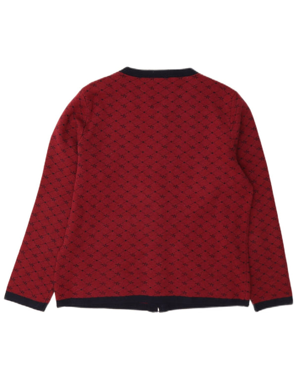 Maglione cardigan da donna Castle of Ireland UK 14 Viscosa a quadri rossi medi