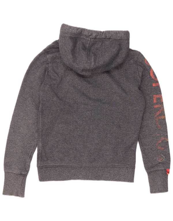 Superdry Womens Graphic Zip Hoodie Sweater UK 10 Small Grey Cotton