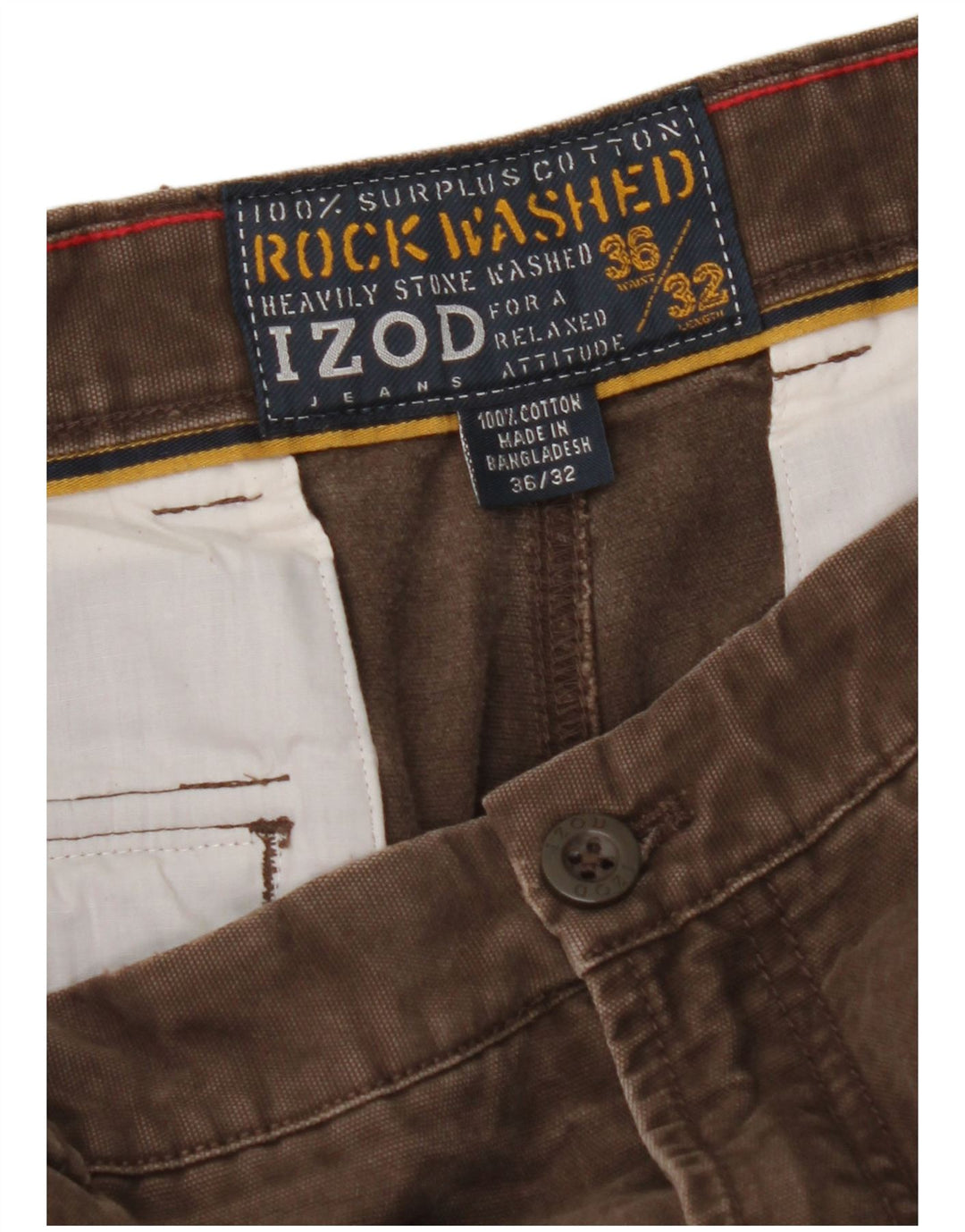 Pantaloni cargo dritti da uomo IZOD W36 L32 in cotone marrone