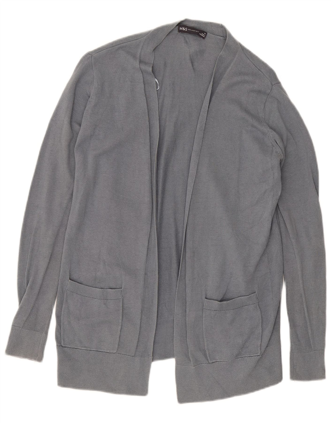 Maglione cardigan aperto da donna Marks & Spencer UK 12 Cotone grigio medio