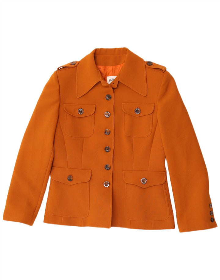 Giacca blazer militare a 6 bottoni da donna Swish IT 46 grande poliestere marrone
