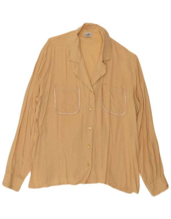 Camicetta camicia vintage da donna IT 46 grande acetato beige