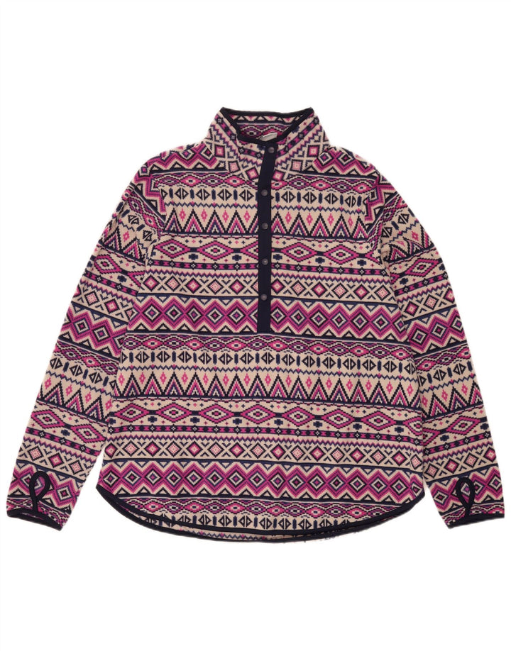 Maglione in pile da donna Tchibo con collo a bottoni UK 16 Grande Fair Isle multicolore
