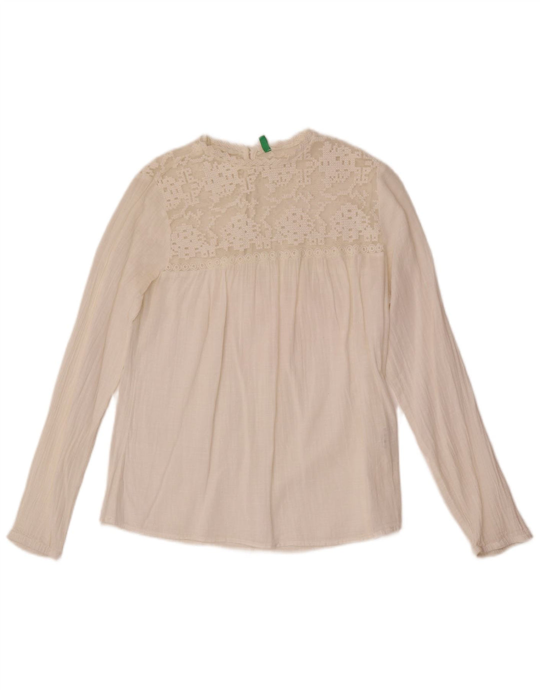 Camicetta a maniche lunghe da donna Benetton Top UK 10 Small Cotone bianco