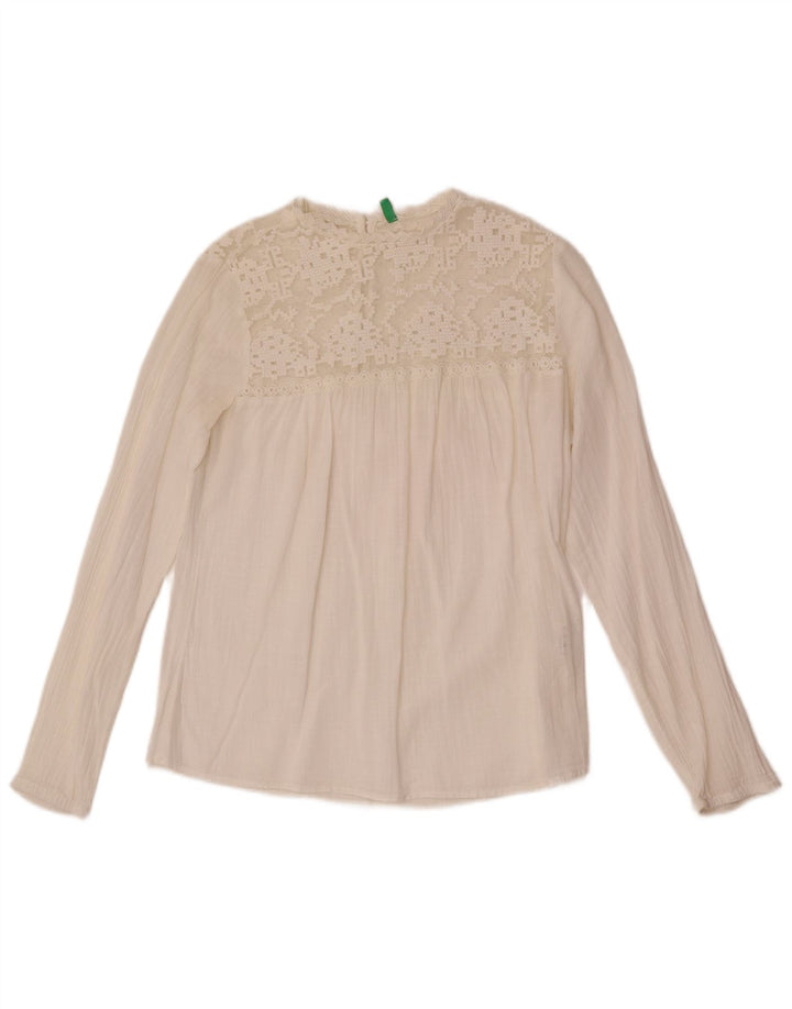 Camicetta a maniche lunghe da donna Benetton Top UK 10 Small Cotone bianco