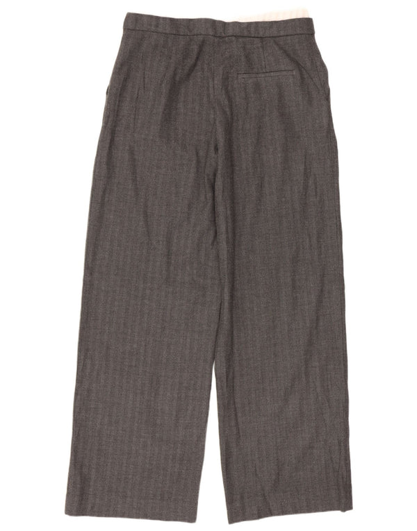 Pantaloni casual a gamba larga da donna Zara piccoli W26 L29 grigi a spina di pesce