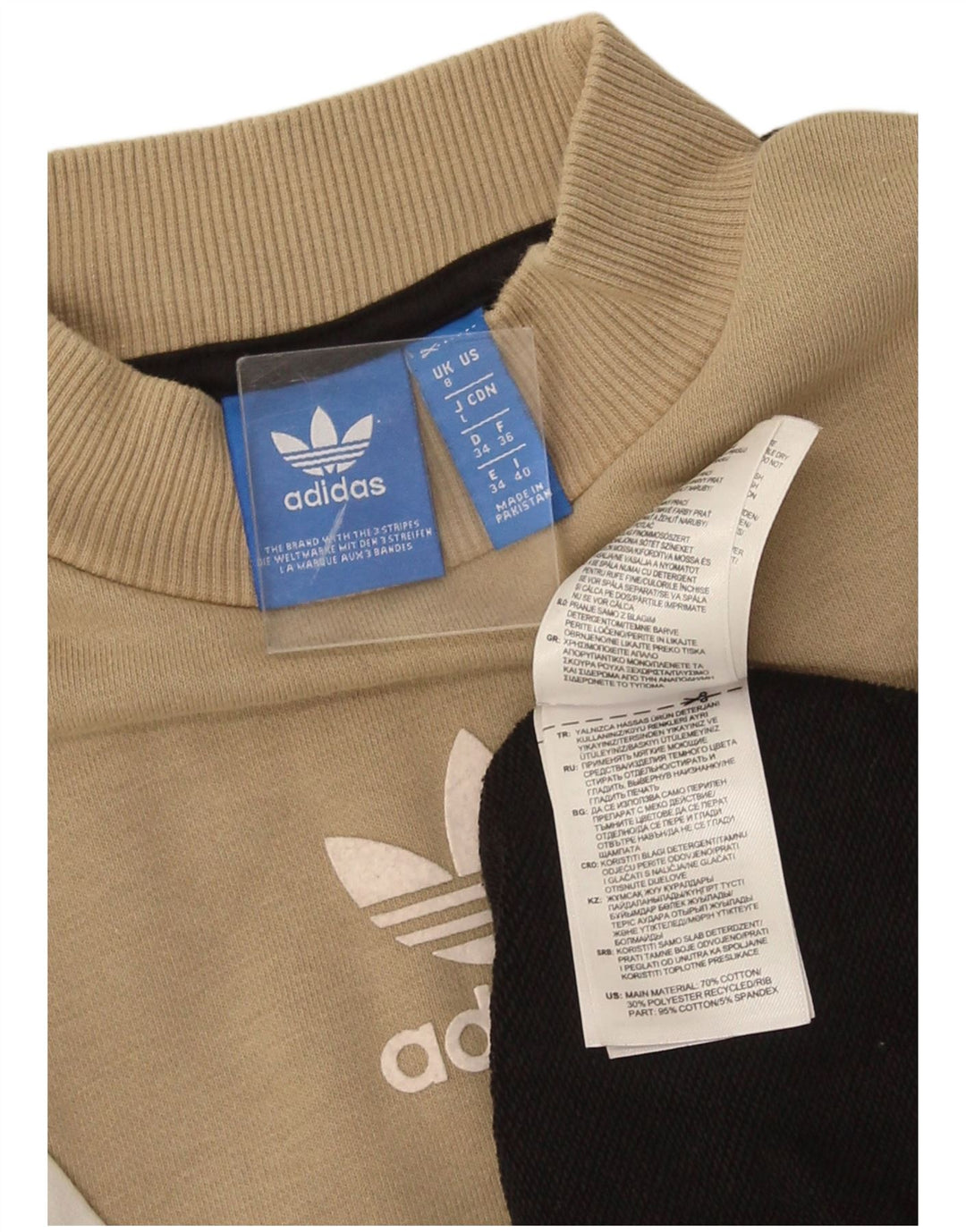 Felpa grafica da donna Adidas Jumper UK 8 Small Black Colourblock