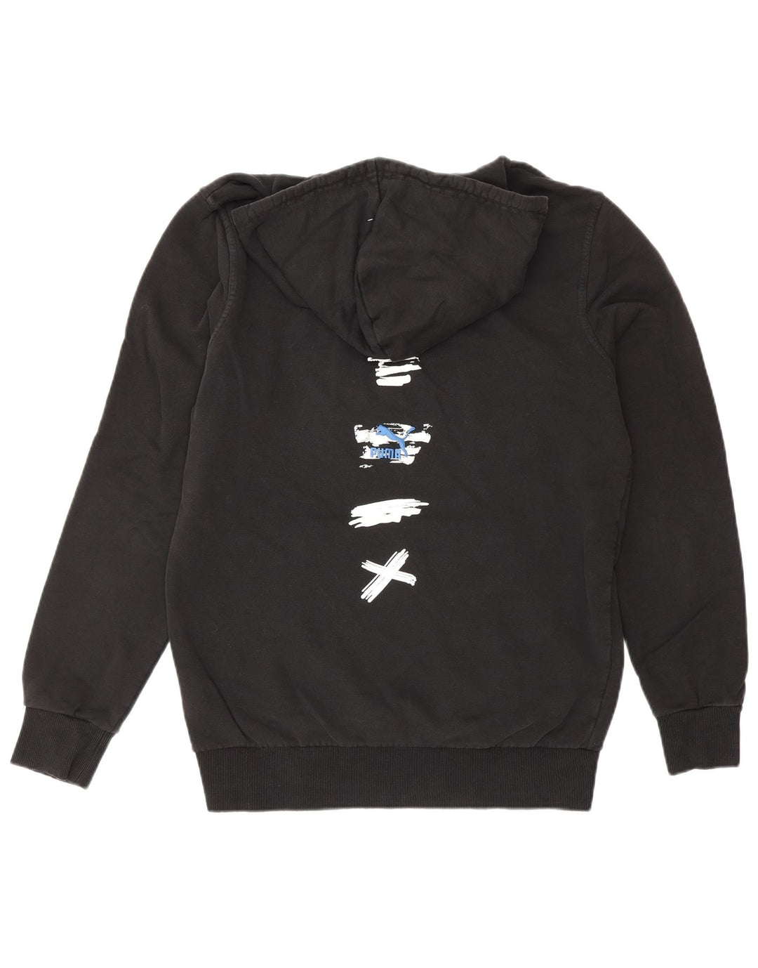 Felpa con cappuccio grafica da uomo Puma piccola in cotone nero