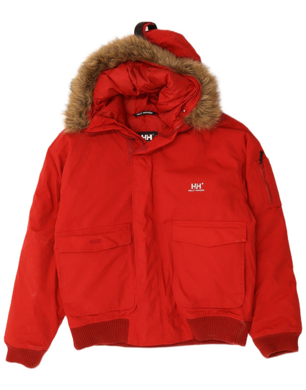 Giacca imbottita con cappuccio da uomo Helly Hansen UK 40 Large Red Nylon