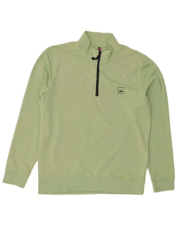 Felpa Carrera da uomo con zip e collo maglione XL verde cotone