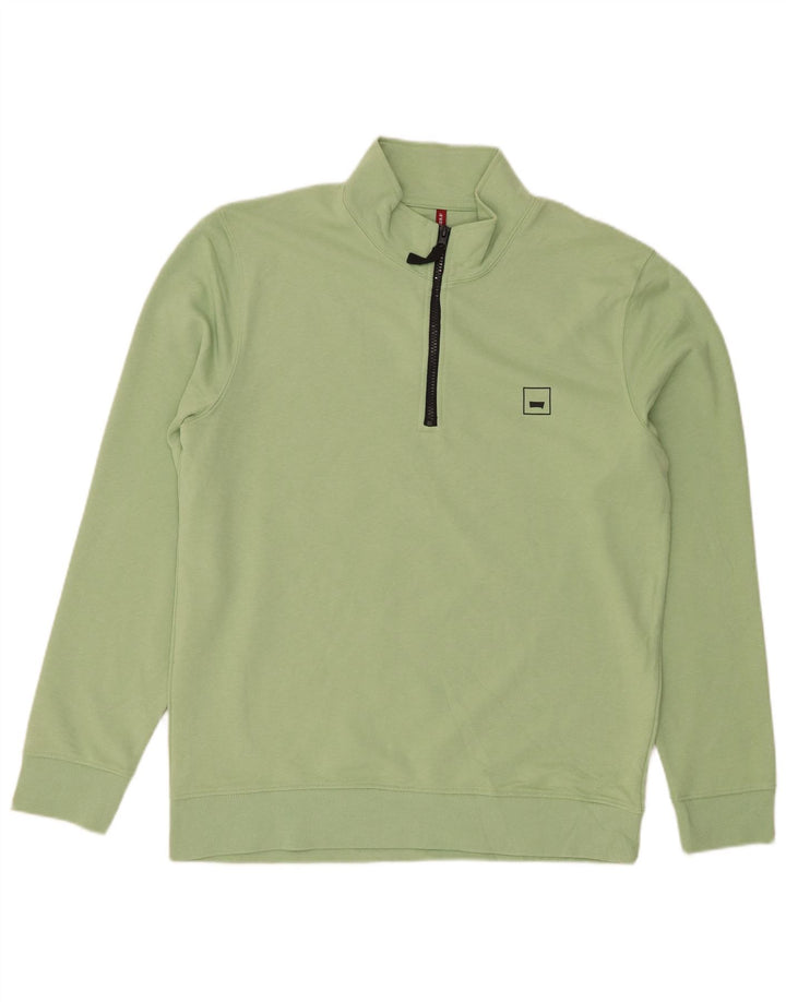 Felpa Carrera da uomo con zip e collo maglione XL verde cotone