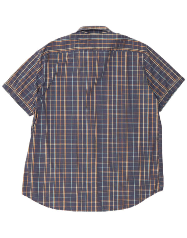 Camicia Carrera da uomo a maniche corte vestibilità regolare 3XL cotone a quadri blu