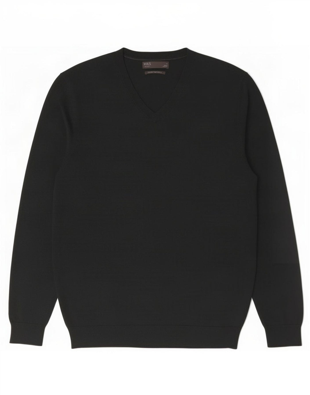 Maglione da uomo Marks & Spencer con scollo a V, lana merino verde medio