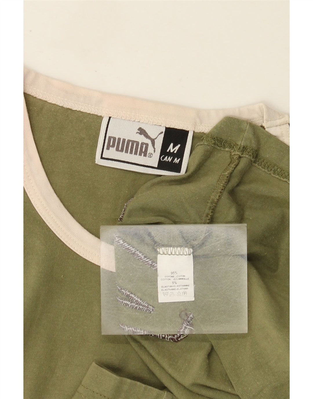 T-shirt grafica da uomo Puma Top in cotone color block verde medio