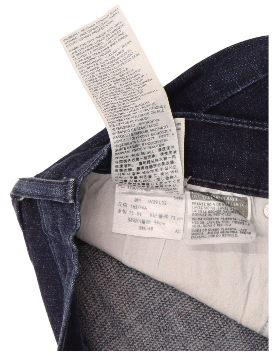 Jeans dritti da donna LEVI'S US 8 medio W29 L32 cotone blu navy