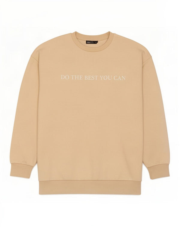Felpa con grafica Zara da donna, maglione UK 10, piccola, cotone beige