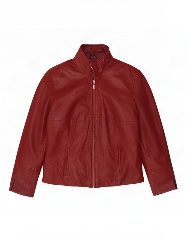 Giacca in pelle vintage da donna IT 44 Borgogna media