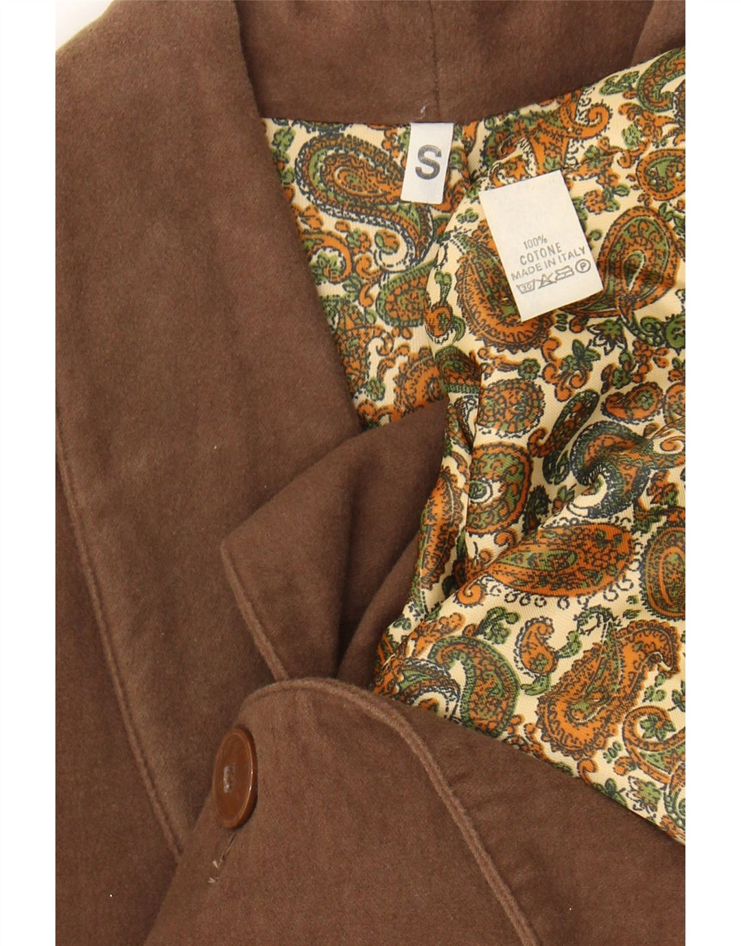 Giacca blazer vintage da donna a 2 bottoni UK 10 piccola in cotone marrone