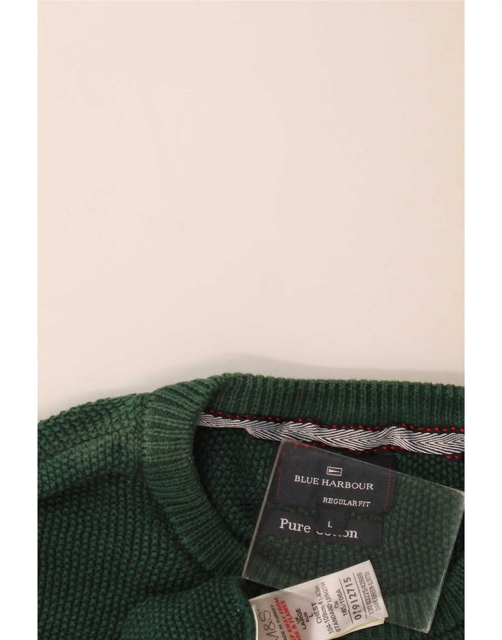 Maglione maglione girocollo da uomo Marks & Spencer blu Harbour grande verde