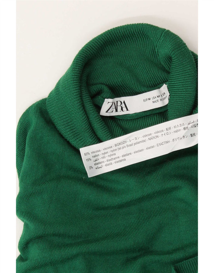 Maglione maglione a collo alto da donna Zara UK 12 Viscosa verde medio