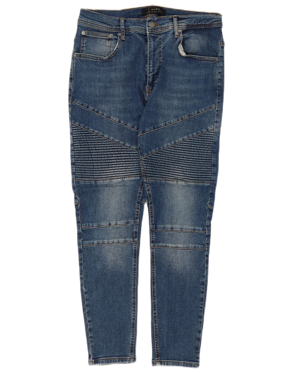 Jeans skinny da uomo Zara EU 44 Large W34 L27 Cotone patchwork blu