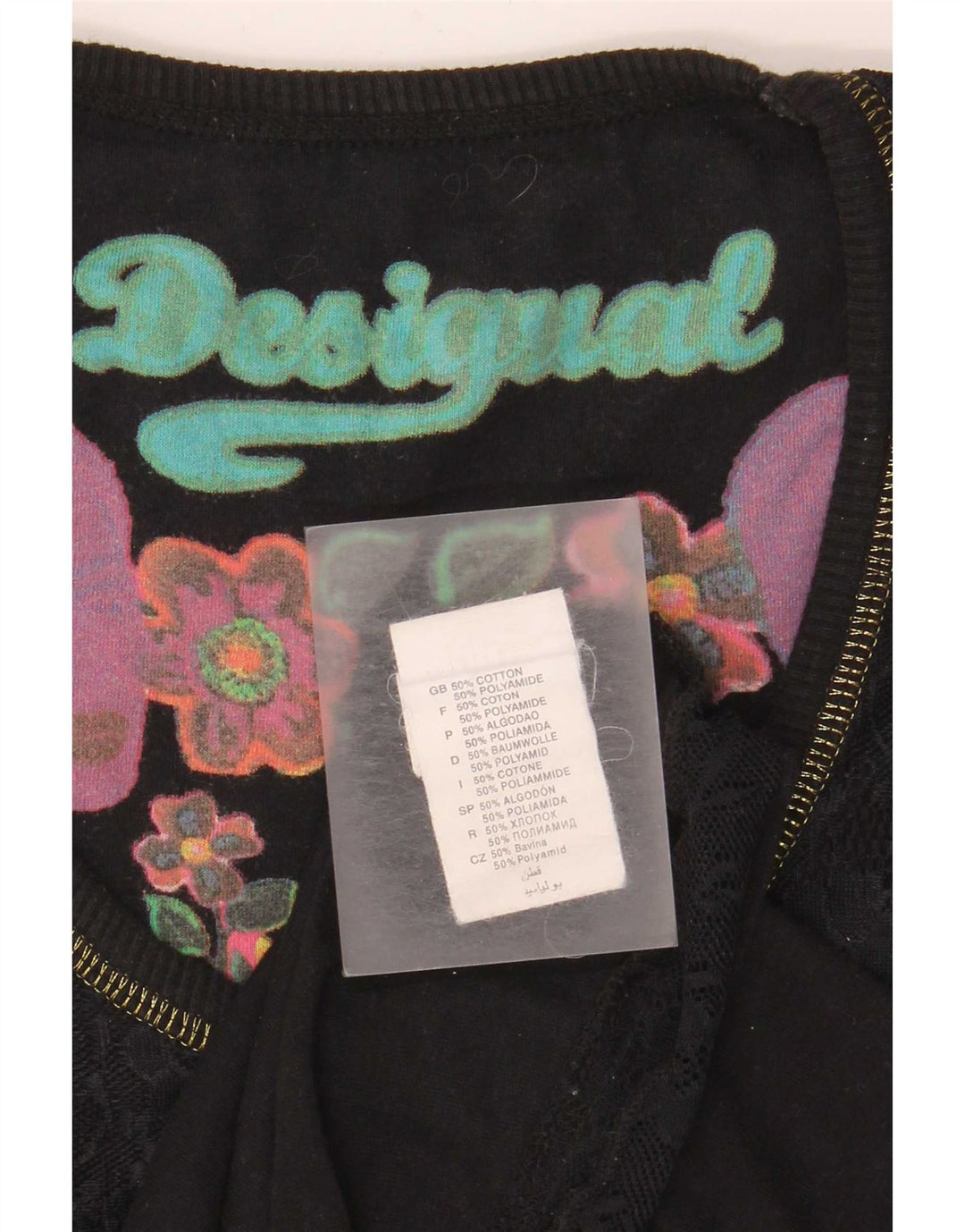 Canotta da donna Desigual UK 12 cotone geometrico nero medio