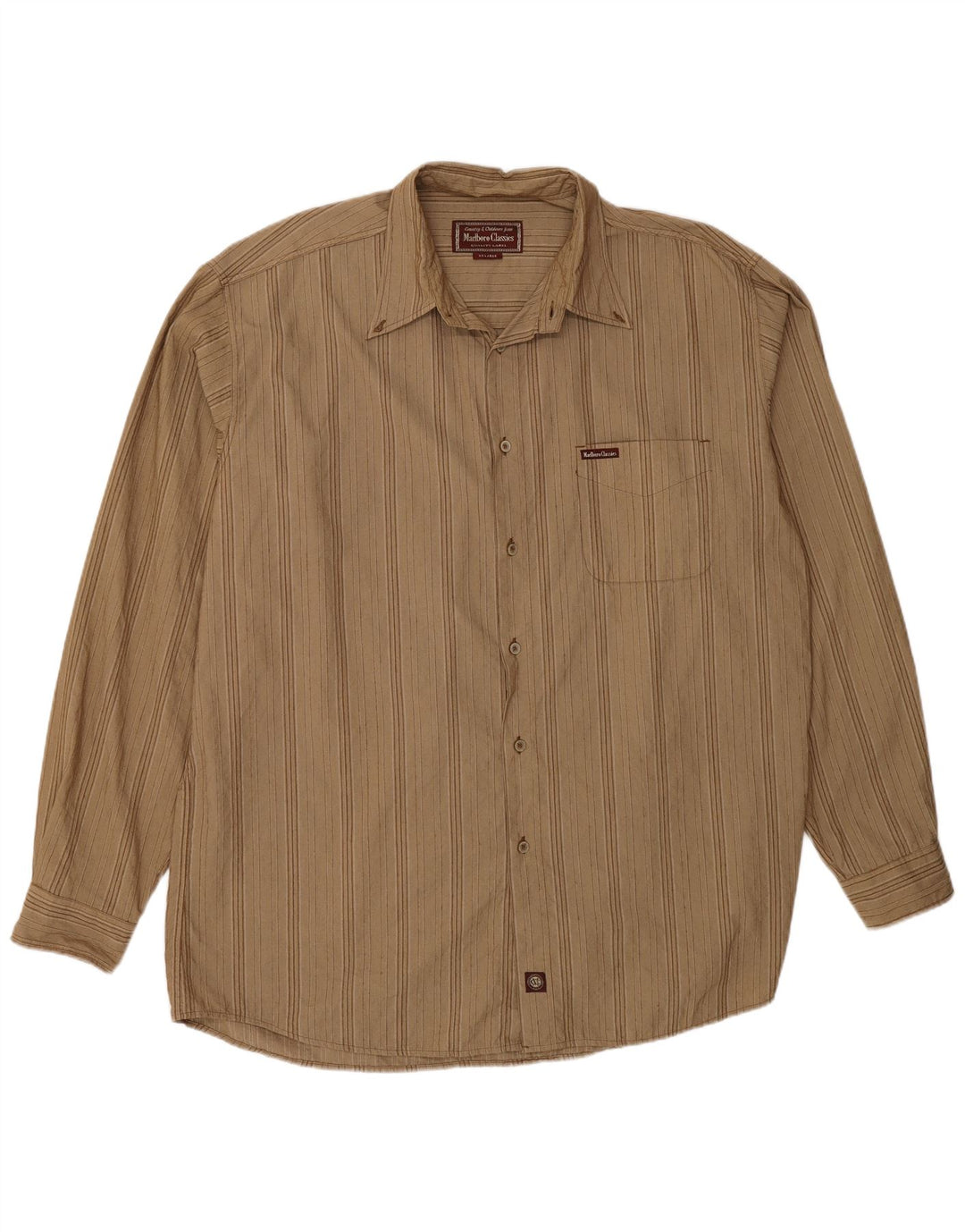 Camicia da uomo Marlboro Classics 2XL Cotone gessato beige