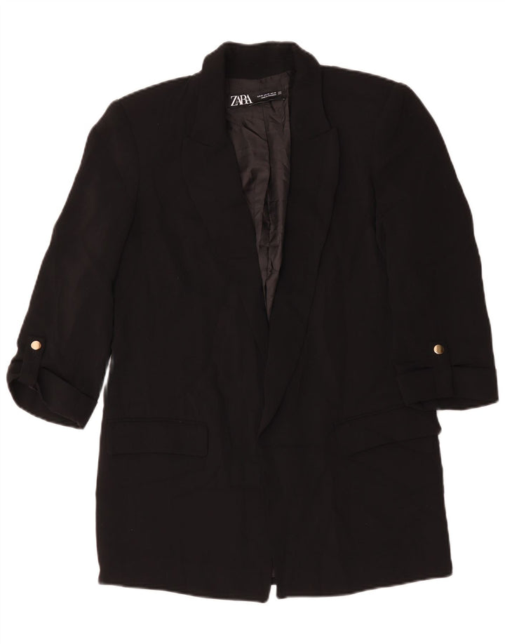 Giacca blazer aperta oversize con maniche a 3/4 Zara da donna UK 6 XS poliestere nero