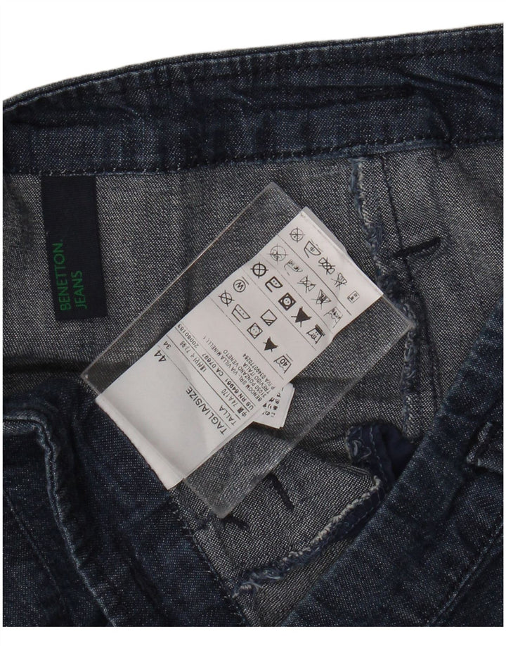Gonna denim da donna BENETTON IT 44 media W30 cotone blu navy