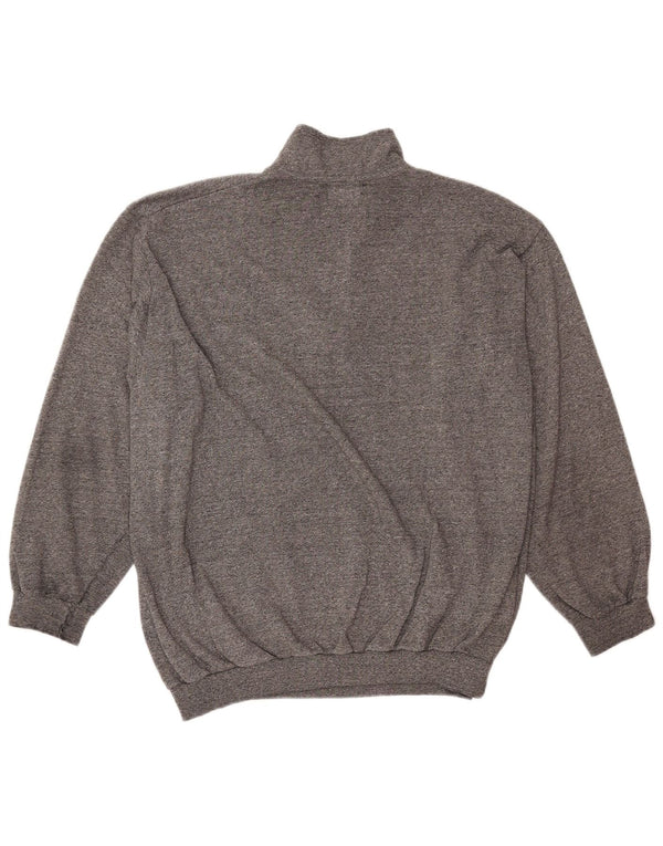 Felpa da donna con collo con zip VINTAGE Maglione UK 18 XL Grigio screziato